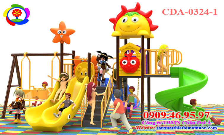 Thi công bộ cầu trượt liên hoàn tích hợp xích đu Châu Đại Á