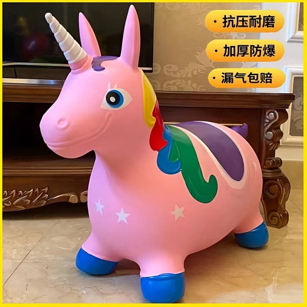Thú nhún cao su con thú một sừng mini màu hồng 20x20x10 Thi Công Khu Vui Chơi
