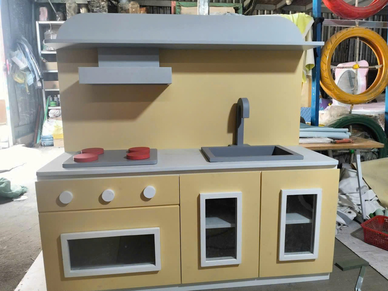 Tủ Bếp Nấu Ăn Khu Vui Chơi gỗ MDF 15li thiết kế hiện đại an toàn cho bé