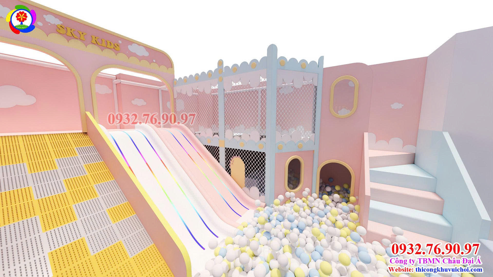 Thiết kế 3D Pink House Kids Cafe