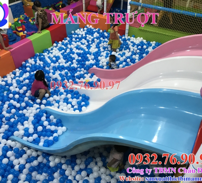 Máng Trượt 3 Làn Cho Khu Vui Chơi Trẻ Em Nhập Khẩu